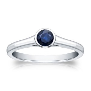 Gold 1/4ct Round-Cut Blue Sapphire Solitaire Ring - Handcrafted By Name My Rings™