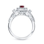 Gold 1/4ct Ruby and 1/2ct TDW Diamond Braided Bridal Ring Set - Handcrafted By Name My Rings™