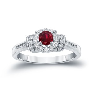 Gold 1/4ct Ruby and 1/4ct TDW Diamond Bridal Ring Set - Handcrafted By Name My Rings™