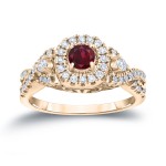 Gold 1/4ct Ruby and 2/5ct TDW Diamond Engagement Ring - Handcrafted By Name My Rings™