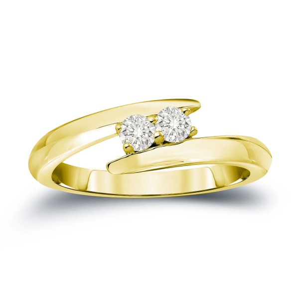 Gold 1/4ct TDW 2-Stone Round Cut Diamond Engagement Ring - Handcrafted By Name My Rings™