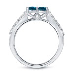 Gold 1/4ct TDW 2-stone Round-cut Blue Diamond Engagement Ring - Handcrafted By Name My Rings™