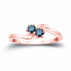 Gold 1/4ct TDW 2-stone Round-cut Blue Diamond Engagement Ring - Handcrafted By Name My Rings™