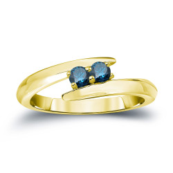 Gold 1/4ct TDW 2-stone Round-cut Blue Diamond Engagement Ring - Handcrafted By Name My Rings™