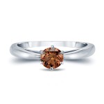 Gold 1/4ct TDW 6-Prong Round Cut Brown Diamond Solitaire Engagement Ring - Handcrafted By Name My Rings™