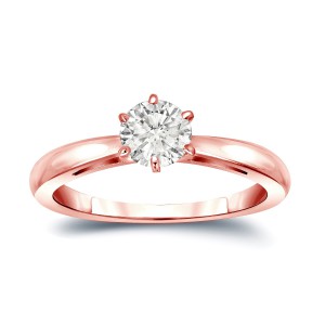 Gold 1/4ct TDW Diamond Solitaire Engagement Ring - Handcrafted By Name My Rings™