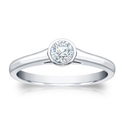 Gold 1/4ct TDW Round Bezel Solitaire Ring - Handcrafted By Name My Rings™