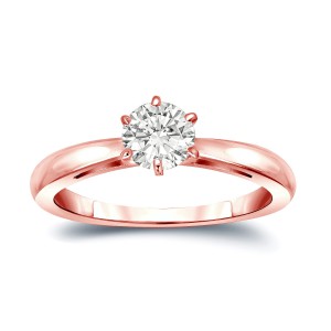 Gold 1/4ct TDW Round-Cut Diamond 6-Prong Solitaire Engagement Ring - Handcrafted By Name My Rings™