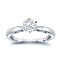 Gold 1/4ct TDW Round Diamond 6-prong Solitaire Engagement Ring - Handcrafted By Name My Rings™