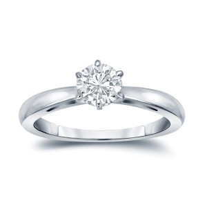 Gold 1/4ct TDW Round Diamond 6-prong Solitaire Engagement Ring - Handcrafted By Name My Rings™