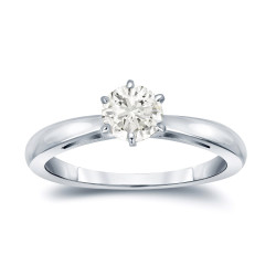 Gold 1/4ct TDW Round-cut Diamond 6-prong Solitaire Engagement Ring - Handcrafted By Name My Rings™