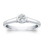 Gold 1/4ct TDW Round-cut Diamond Solitaire Bezel Engagement Ring - Handcrafted By Name My Rings™
