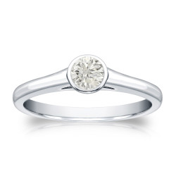 Gold 1/4ct TDW Round-cut Diamond Solitaire Bezel Engagement Ring - Handcrafted By Name My Rings™