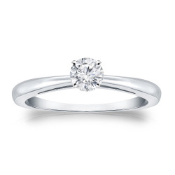 Gold 1/4ct TDW Round-cut Diamond Solitaire Engagement Ring - Handcrafted By Name My Rings™