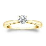 Gold 1/4ct TDW Round-cut Diamond Solitaire Engagement Ring - Handcrafted By Name My Rings™