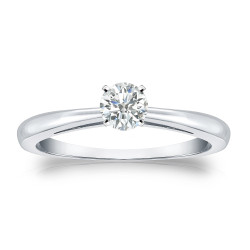 Gold 1/4ct TDW Round-cut Diamond Solitaire Engagement Ring - Handcrafted By Name My Rings™