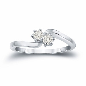 Gold 1/4ct TDW Two-stone Diamond Engagement Ring - Handcrafted By Name My Rings™