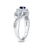 Gold 1/5ct Blue Sapphire and 1/2ct TDW Diamond Engagement Ring - Handcrafted By Name My Rings™
