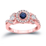 Gold 1/5ct Blue Sapphire and 1/2ct TDW Diamond Engagement Ring - Handcrafted By Name My Rings™