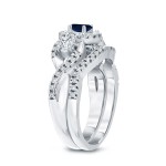 Gold 1/5ct Blue Sapphire and 3/5ct TDW Diamond Braided Bridal Ring Set - Handcrafted By Name My Rings™