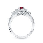 Gold 1/5ct Ruby and 1/2ct TDW Diamond Engagement Ring - Handcrafted By Name My Rings™