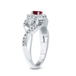 Gold 1/5ct Ruby and 1/2ct TDW Diamond Engagement Ring - Handcrafted By Name My Rings™