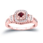 Gold 1/5ct Ruby and 1/5ct TDW Diamond Engagement Ring - Handcrafted By Name My Rings™