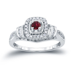 Gold 1/5ct Ruby and 1/5ct TDW Diamond Engagement Ring - Handcrafted By Name My Rings™