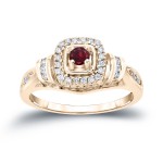 Gold 1/5ct Ruby and 1/5ct TDW Diamond Engagement Ring - Handcrafted By Name My Rings™