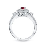 Gold 1/5ct Ruby and 3/5ct TDW Diamond Braided Bridal Ring Set - Handcrafted By Name My Rings™