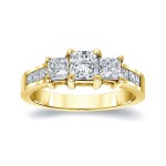 Gold 1.5ct TDW Diamond 3-stone Engagement Ring - Handcrafted By Name My Rings™