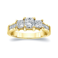Gold 1.5ct TDW Diamond 3-stone Engagement Ring - Handcrafted By Name My Rings™