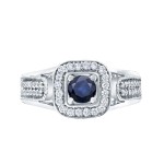 Gold 1/6ct Blue Sapphire and 1/3ct TDW Diamond Engagement Ring - Handcrafted By Name My Rings™