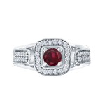 Gold 1/6ct Ruby and 1/3ct TDW Diamond Engagement Ring - Handcrafted By Name My Rings™