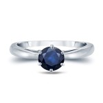 Gold 1ct 6-Prong Round Cut Blue Sapphire Solitaire Engagement Ring - Handcrafted By Name My Rings™