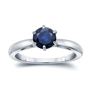 Gold 1ct 6-Prong Round Cut Blue Sapphire Solitaire Engagement Ring - Handcrafted By Name My Rings™
