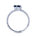 Gold 1ct Blue Sapphire and 1/2ct TDW Diamond 3-prong, 2-stone Engagement Ring - Handcrafted By Name My Rings™