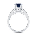 Gold 1ct Blue Sapphire and 1/3ct TDW Round-cut Diamond Engagement Ring - Handcrafted By Name My Rings™