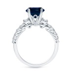 Gold 1ct Blue Sapphire and 2/5ct TDW Round Diamonds Engagement Ring - Handcrafted By Name My Rings™