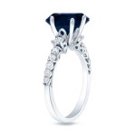 Gold 1ct Blue Sapphire and 2/5ct TDW Round Diamonds Engagement Ring - Handcrafted By Name My Rings™