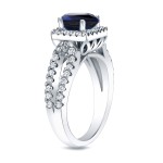 Gold 1ct Blue Sapphire and 3/4ct TDW Diamond Engagement Ring - Handcrafted By Name My Rings™
