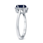 Gold 1ct Oval Cut Blue Sapphire and 1/8ct TDW Diamond Halo Engagement Ring - Handcrafted By Name My Rings™