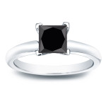 Gold 1ct Princess Cut Black Diamond Solitaire Engagement Ring - Handcrafted By Name My Rings™