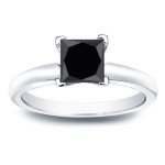 Gold 1ct Princess Cut Black Diamond Solitaire Engagement Ring - Handcrafted By Name My Rings™