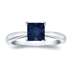 Gold 1ct Princess Cut Blue Sapphire Solitaire Ring - Handcrafted By Name My Rings™