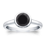 Gold 1ct Round Black Diamond Solitaire Engagement Ring - Handcrafted By Name My Rings™