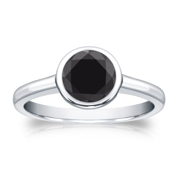 Gold 1ct Round Black Diamond Solitaire Engagement Ring - Handcrafted By Name My Rings™