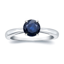 Gold 1ct Round Blue Sapphire Gemstone Solitaire Engagement Ring - Handcrafted By Name My Rings™