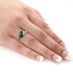 Gold 1ct TDW 2-Stone Round Cut Black Diamond Engagement Ring - Handcrafted By Name My Rings™