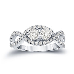 Gold 1ct TDW 2-Stone Round Cut Diamond Braided Engagement Ring - Handcrafted By Name My Rings™